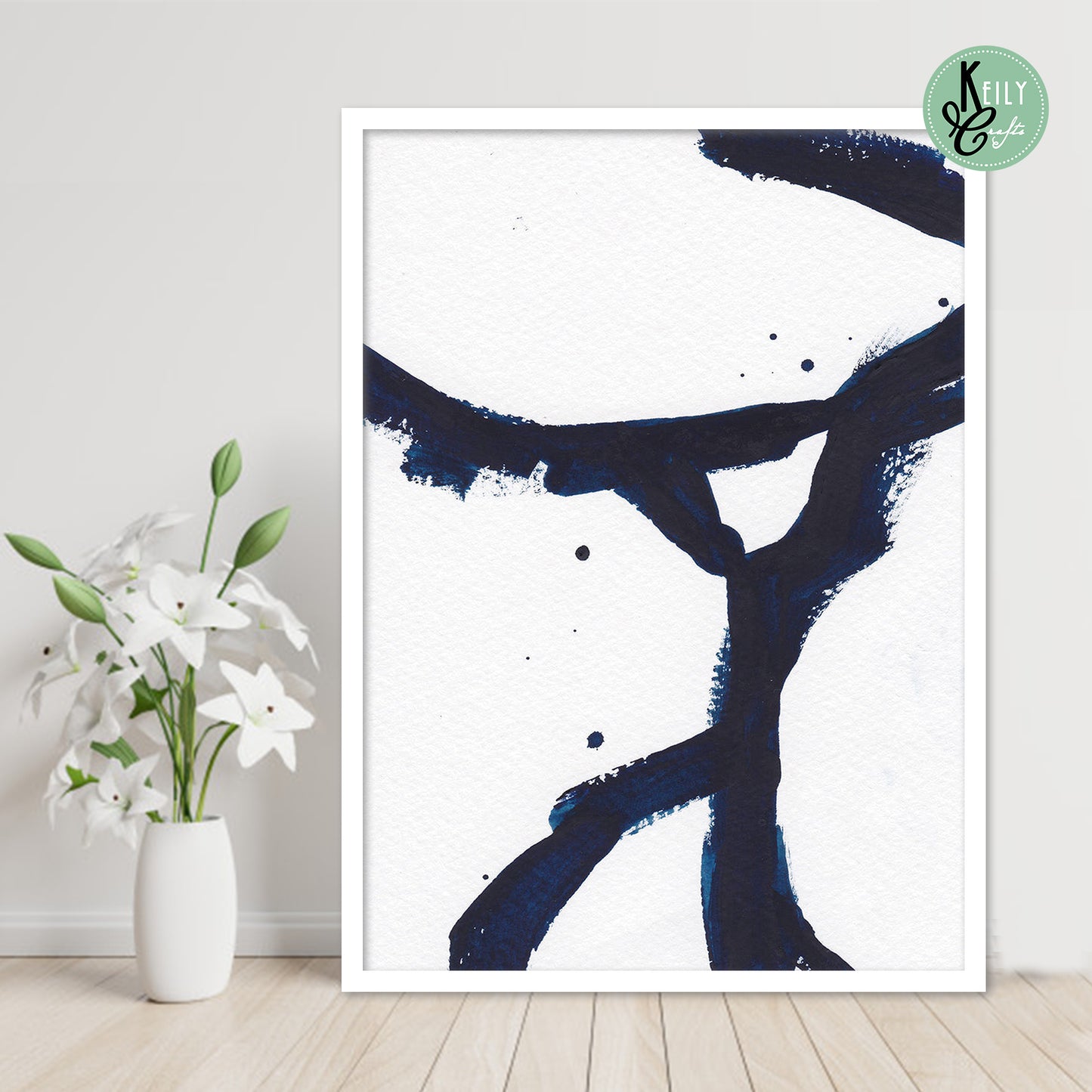 Abstract Blue Wall Art - Set of 2 Framed Prints Wall Art Home Decor