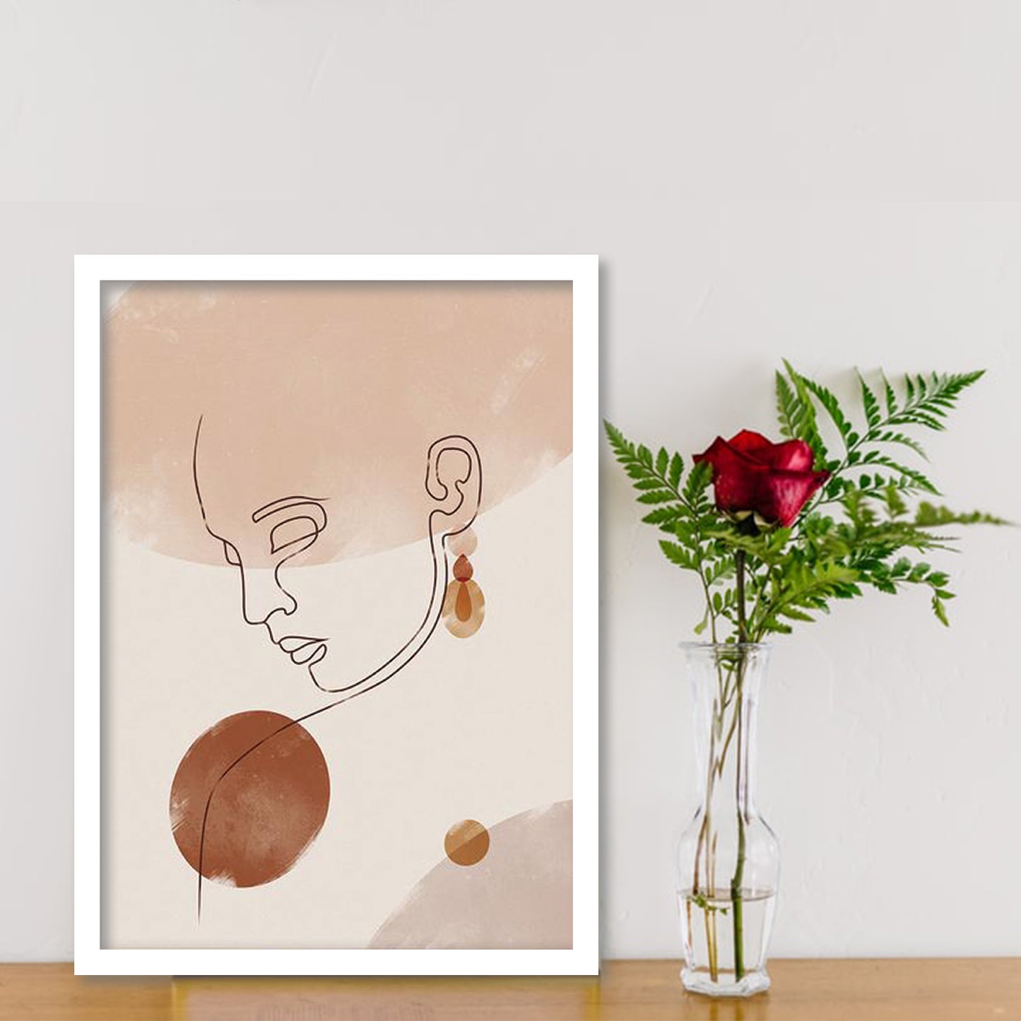 Abstract Woman Face line Drawing - Set of 6 Framed Prints Wall Art Home Decor