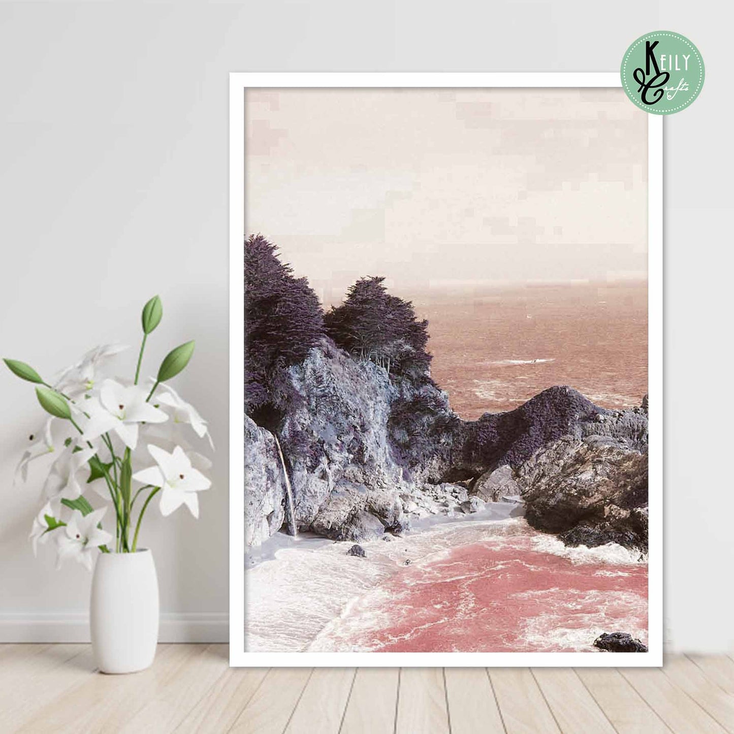 Flamingo Flower Ocean Wall Art