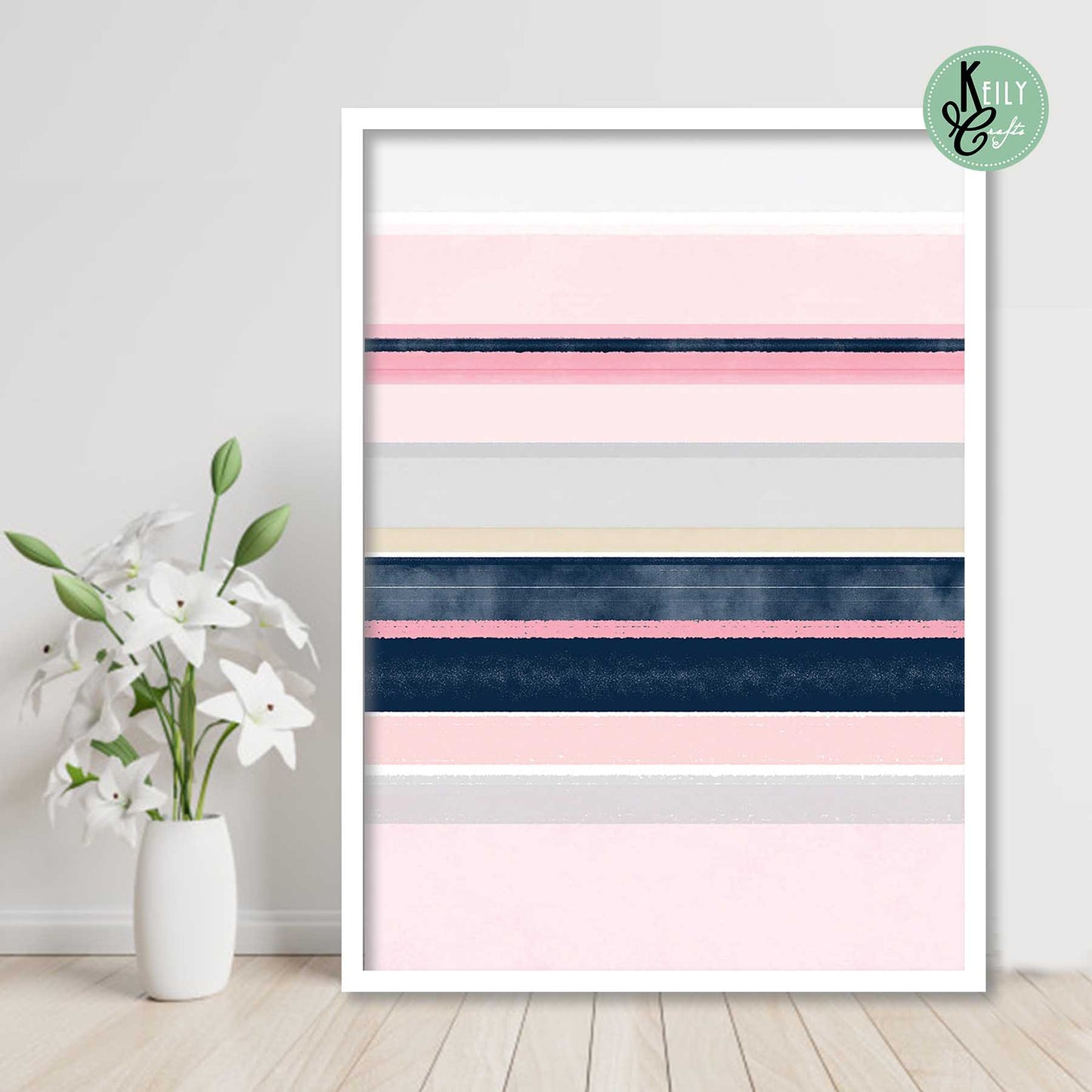 Pink and Navy Wall Art