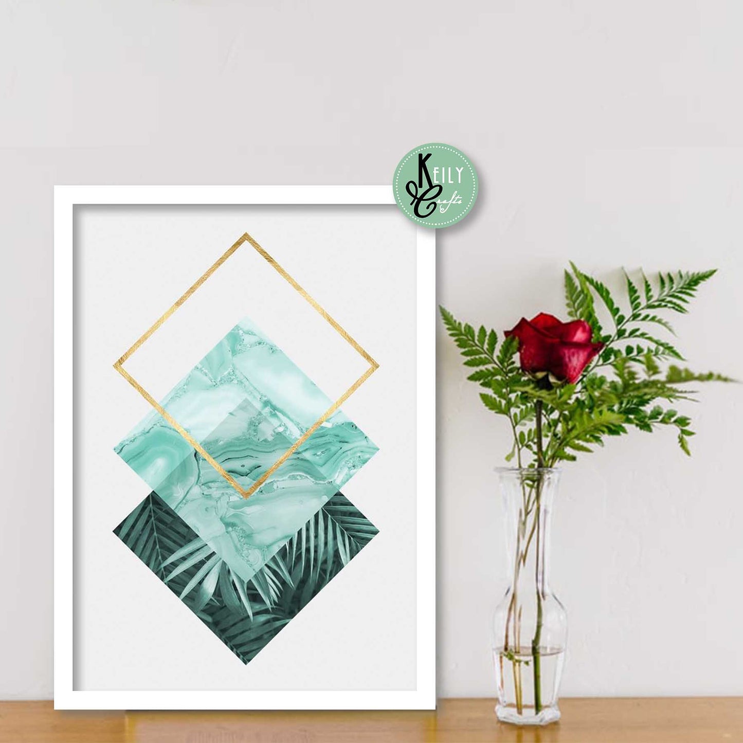 Botanical and Geometric Wall Art - Set of 6 Framed Prints Wall Art Home Decor