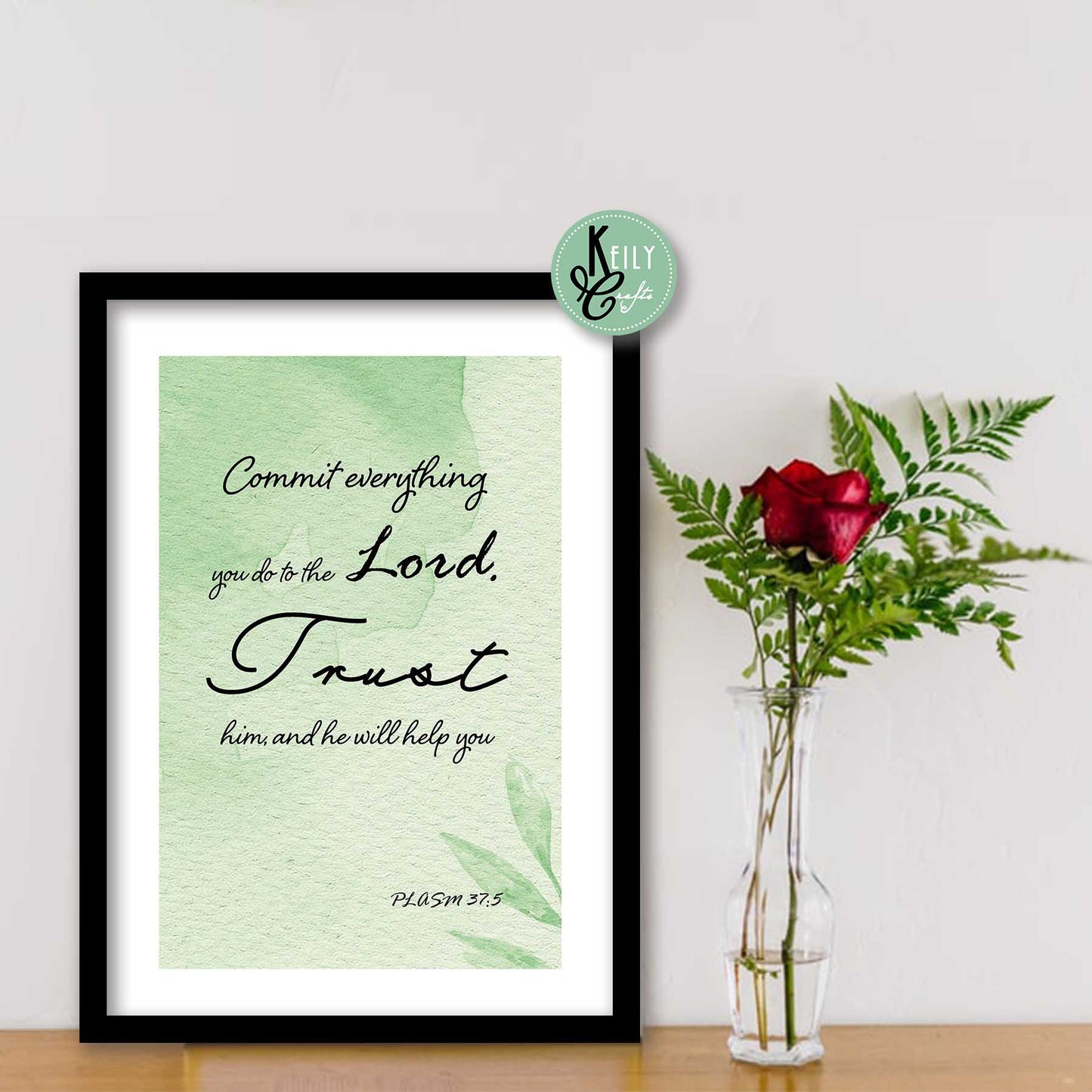 Commit Everything You Do Bible Verse - Set of 4 Framed Prints Wall Art Home Decor