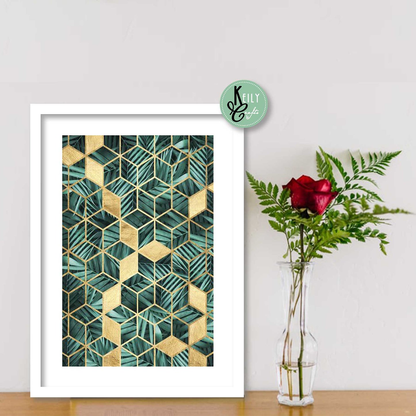 Botanical and Geometric Wall Art - Set of 6 Framed Prints Wall Art Home Decor