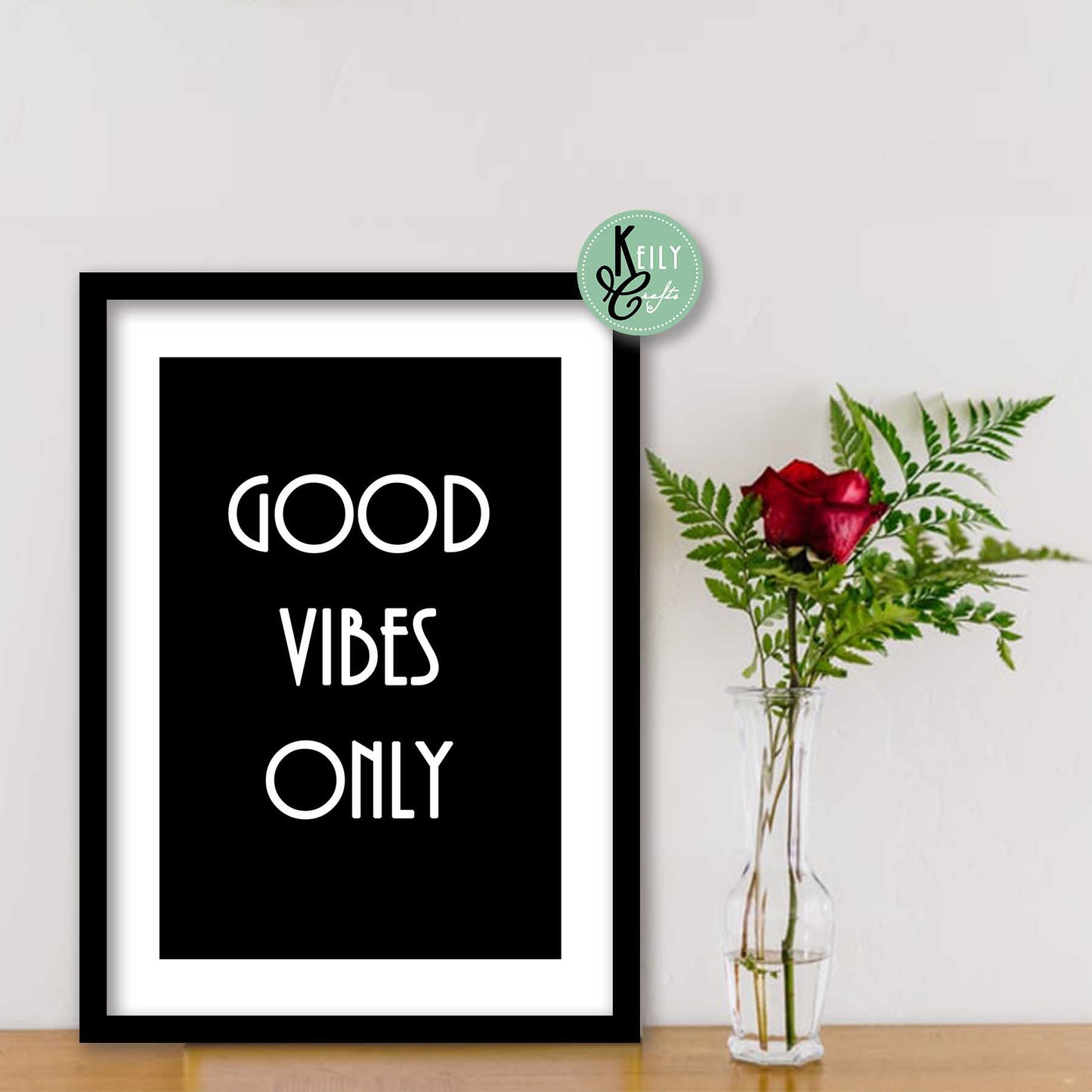 Good Vibes Only Wall Art - Set of 4 Framed Prints Wall Art Home Decor