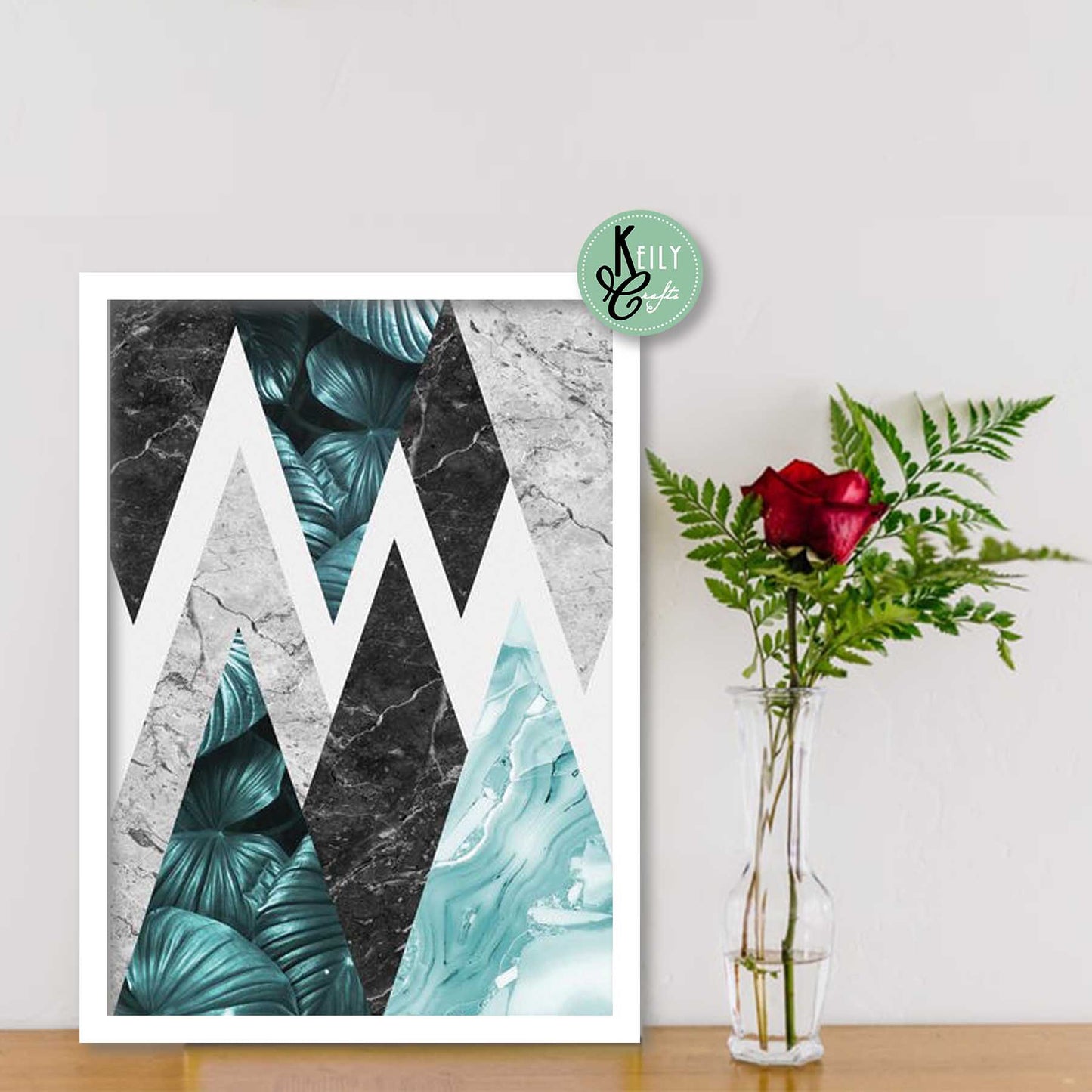 Botanical and Geometric Wall Art - Set of 6 Framed Prints Wall Art Home Decor