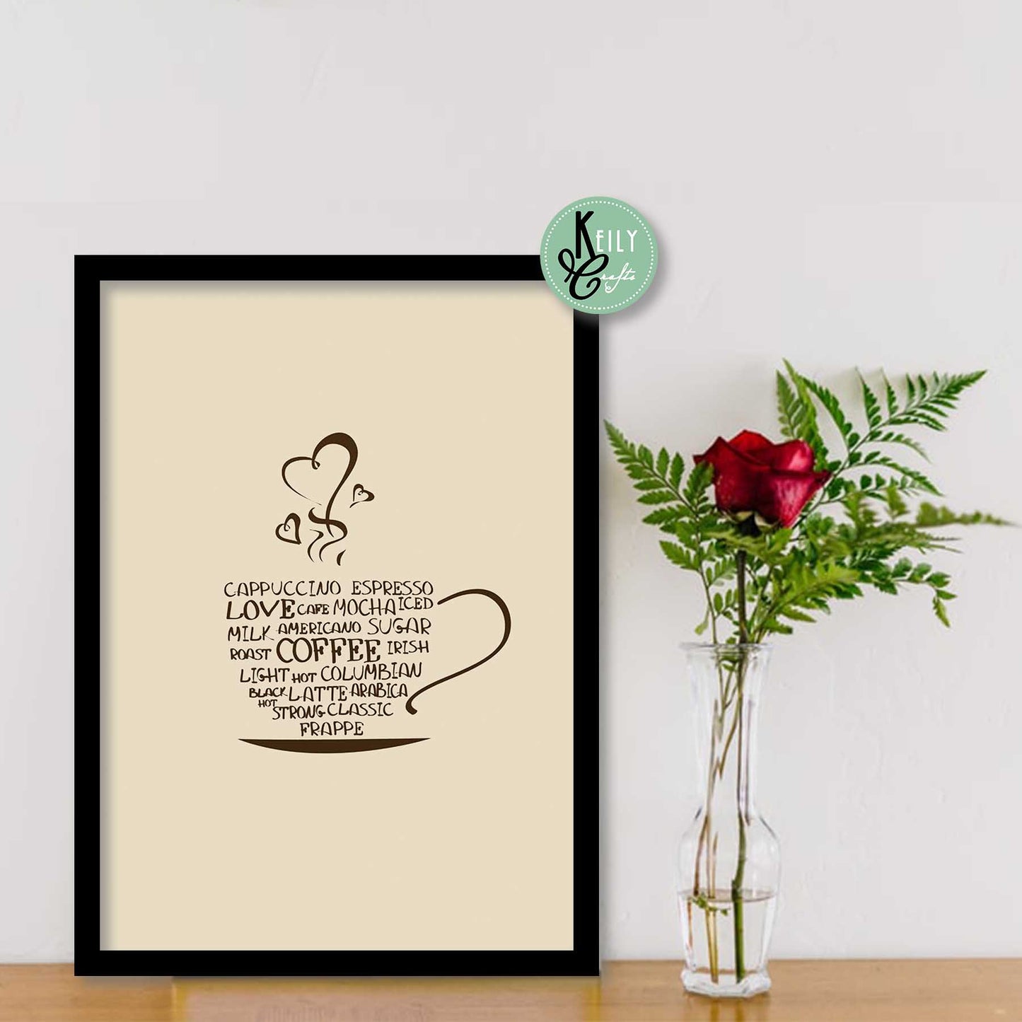 Coffee and Wine Wall Art - Set of 6 Framed Prints Wall Art Home Decor