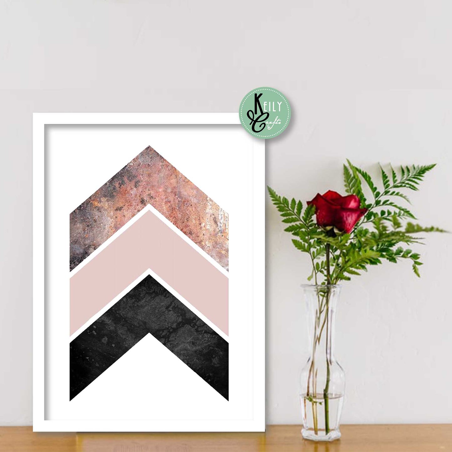 Geometric Blush Pink - Set of 6 Framed Prints Wall Art Home Decor