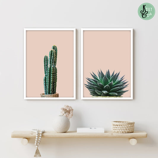 Cactus Wall Art - Set of 2 Framed Prints Wall Art Home Decor