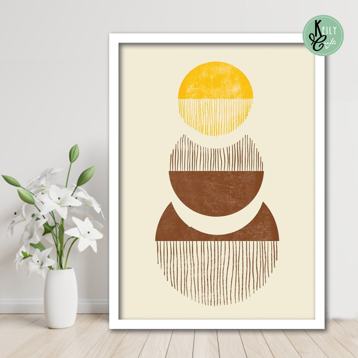 Yellow and Brown Abstract Wall Art