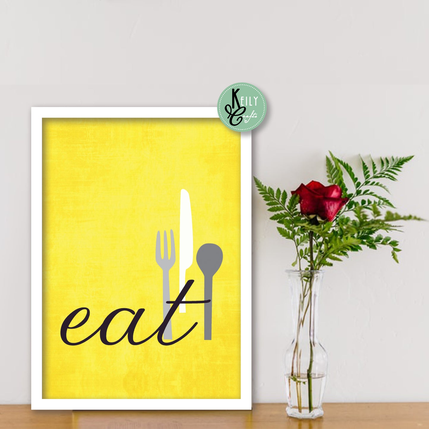 Eat Drink Love - Set of 6 Framed Prints Wall Art Home Decor