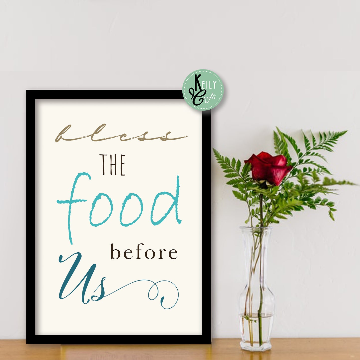 Bless The Food Before Us - Set of 6 Framed Prints Wall Art Home Decor