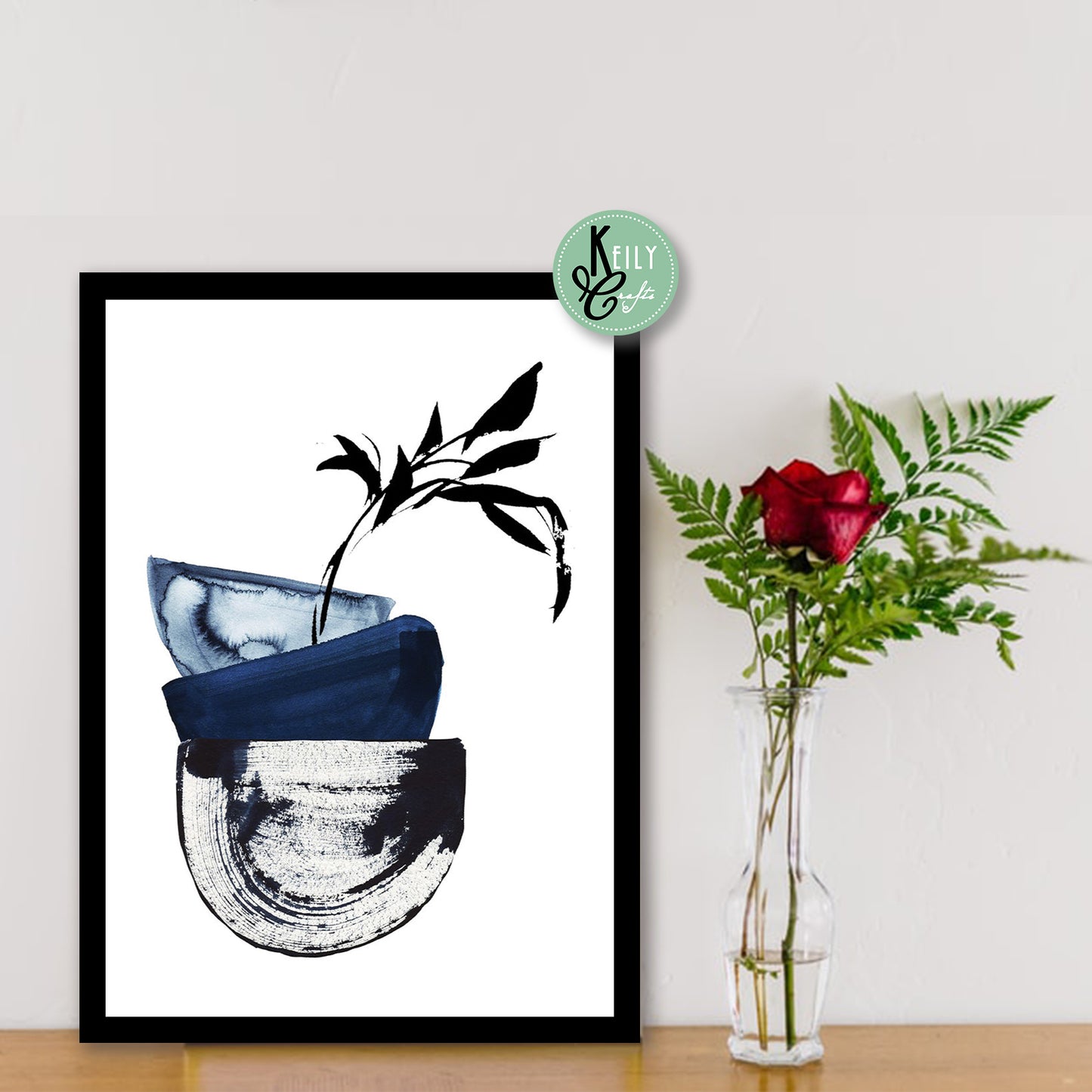 Love Navy Blue Wall Art - Set of 4 Framed Prints Wall Art Home Decor