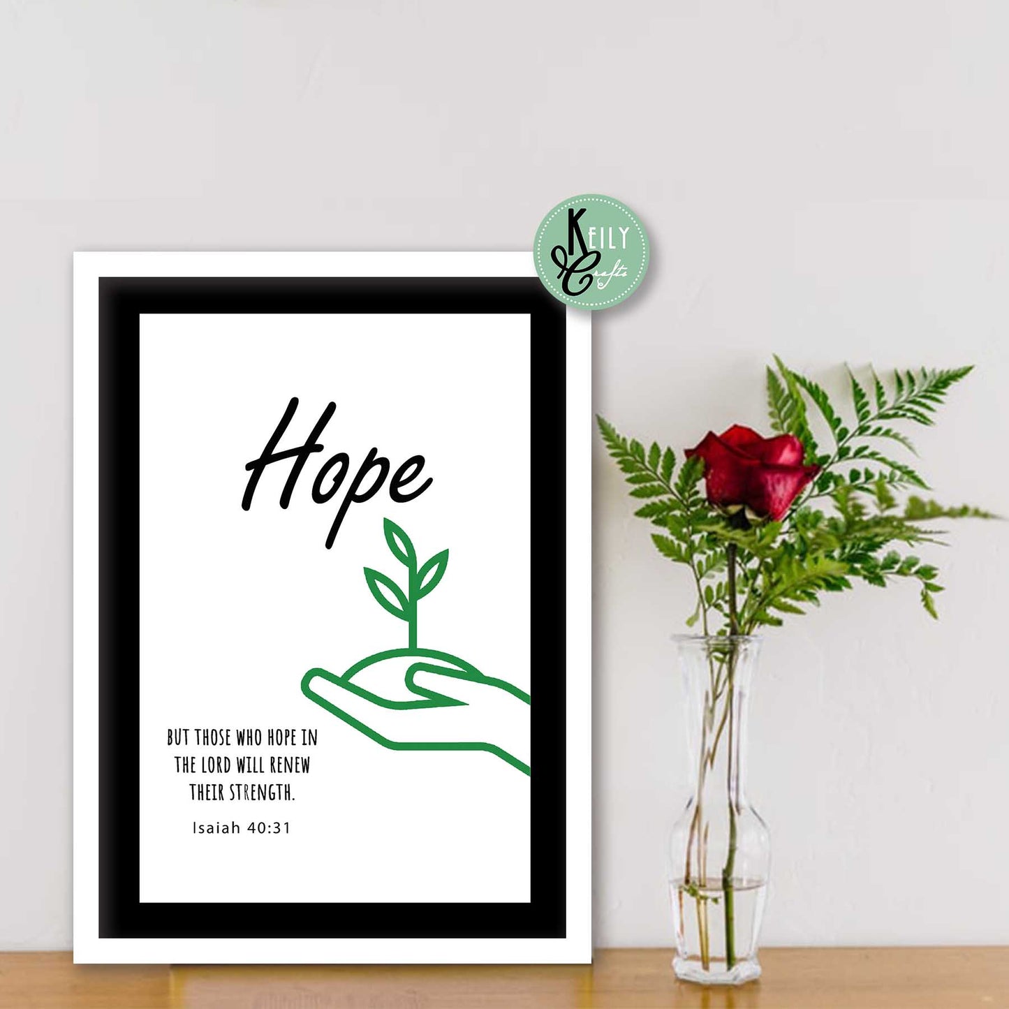 Faith Hope Joy Love Bible Verse - Set of 4 Framed Prints Wall Art Home Decor