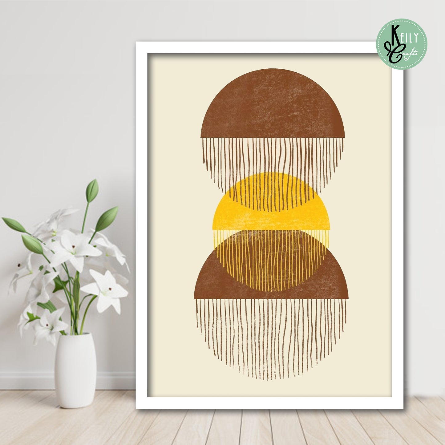 Yellow and Brown Abstract Wall Art