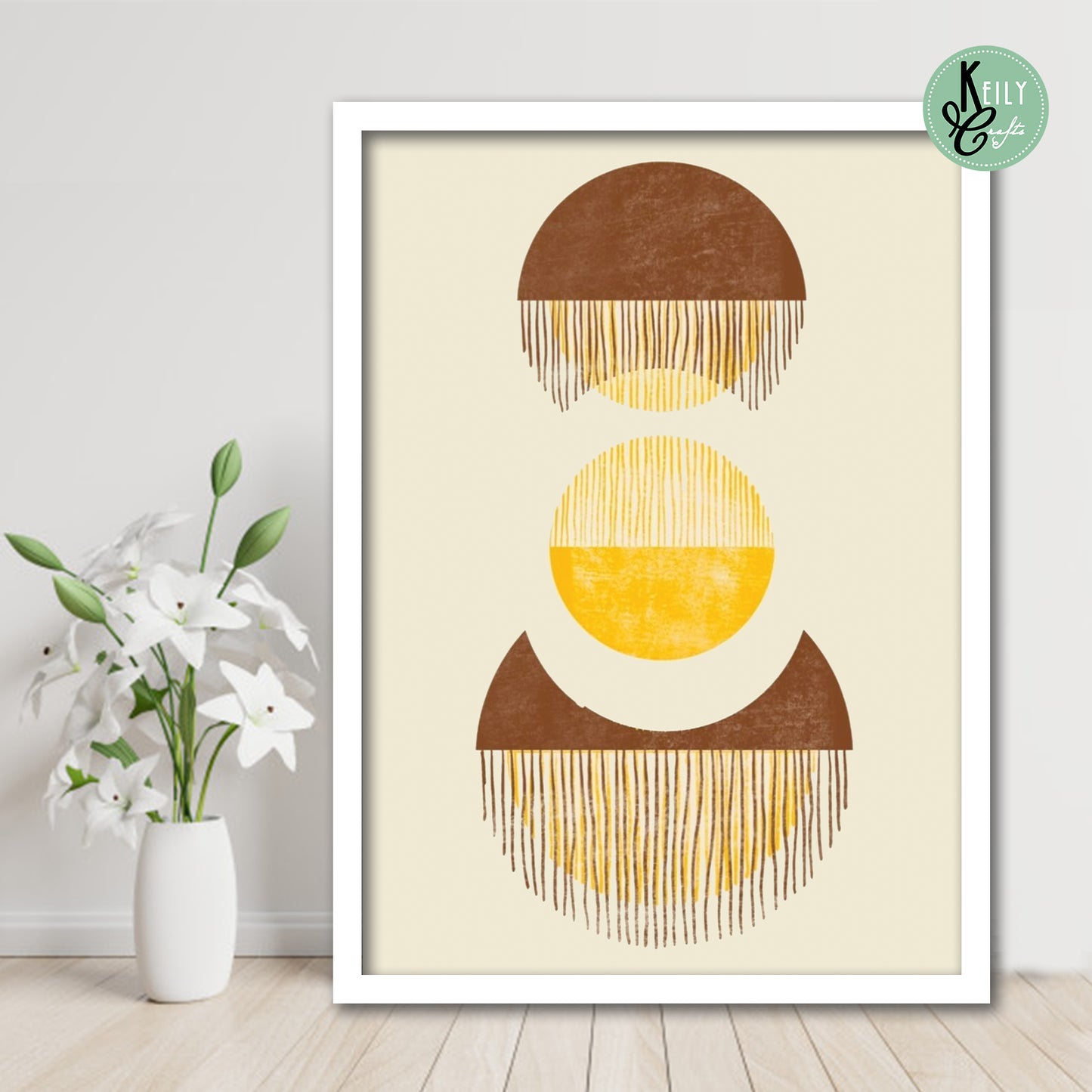 Yellow and Brown Abstract Wall Art