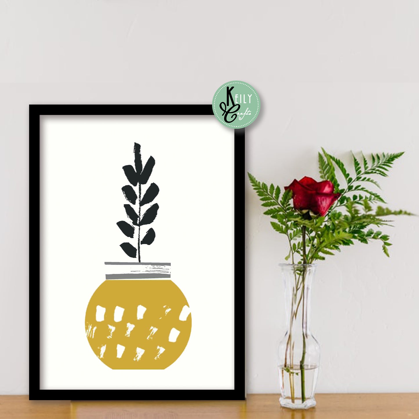 Yellow and Gray Succulents Scandinavian Wall Art - Set of 6 Framed Prints Wall Art Home Decor