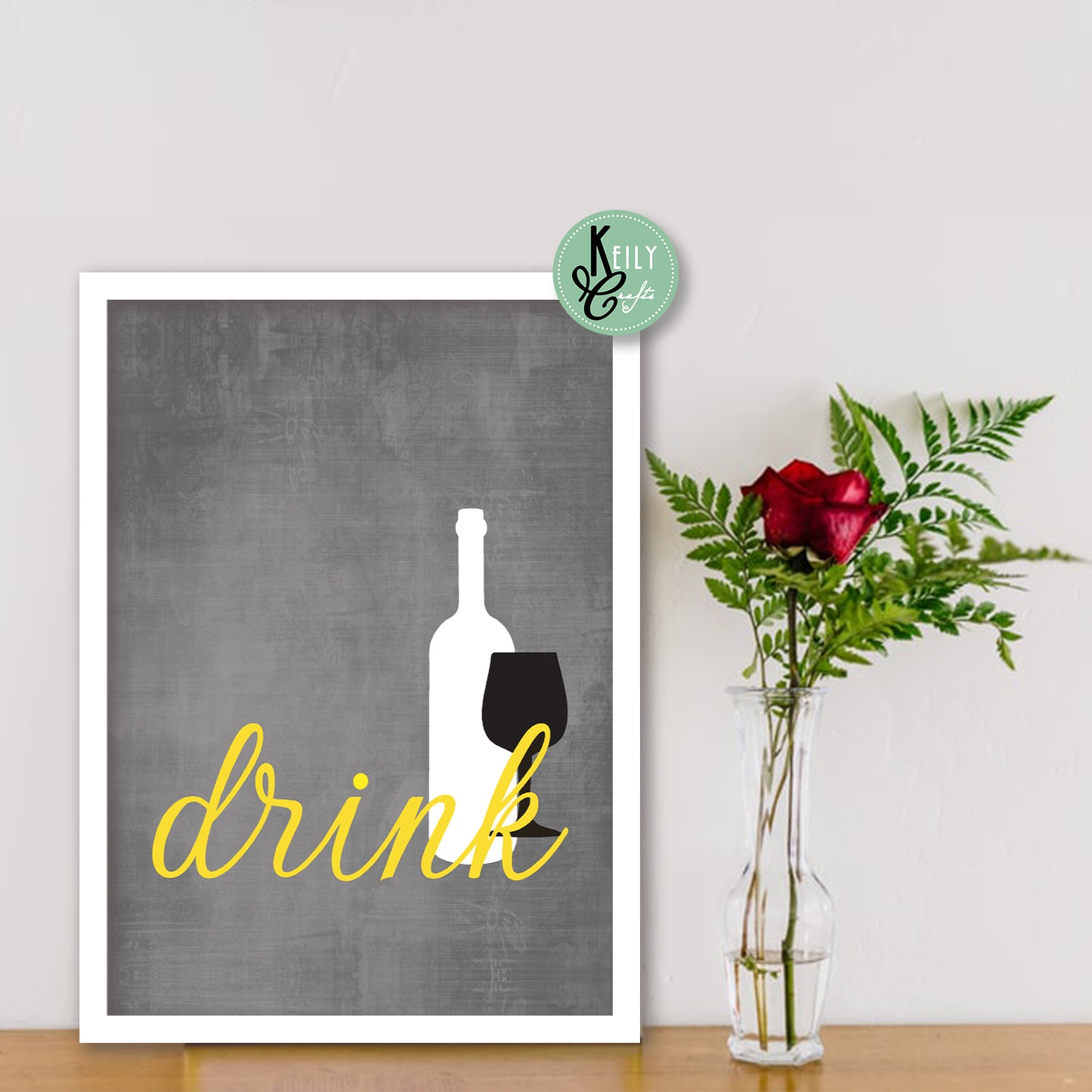 Eat Drink Love - Set of 6 Framed Prints Wall Art Home Decor