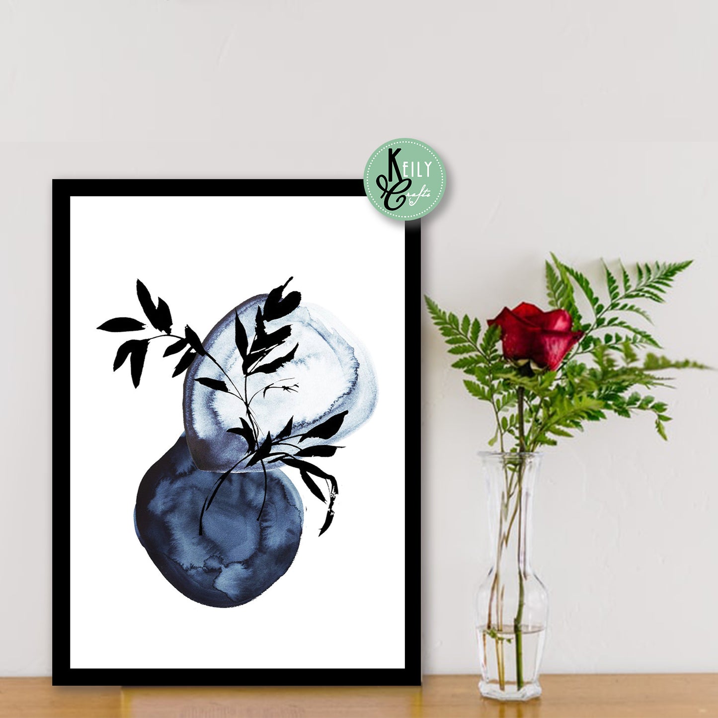 Love Navy Blue Wall Art - Set of 4 Framed Prints Wall Art Home Decor