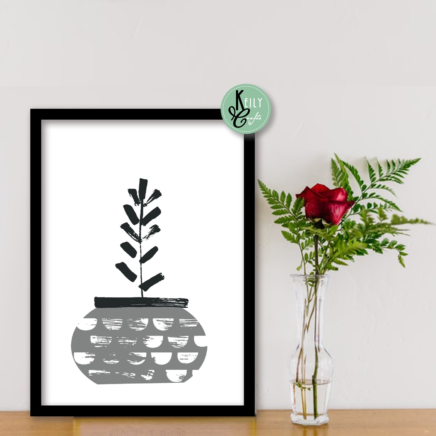 Yellow and Gray Succulents Scandinavian Wall Art - Set of 6 Framed Prints Wall Art Home Decor