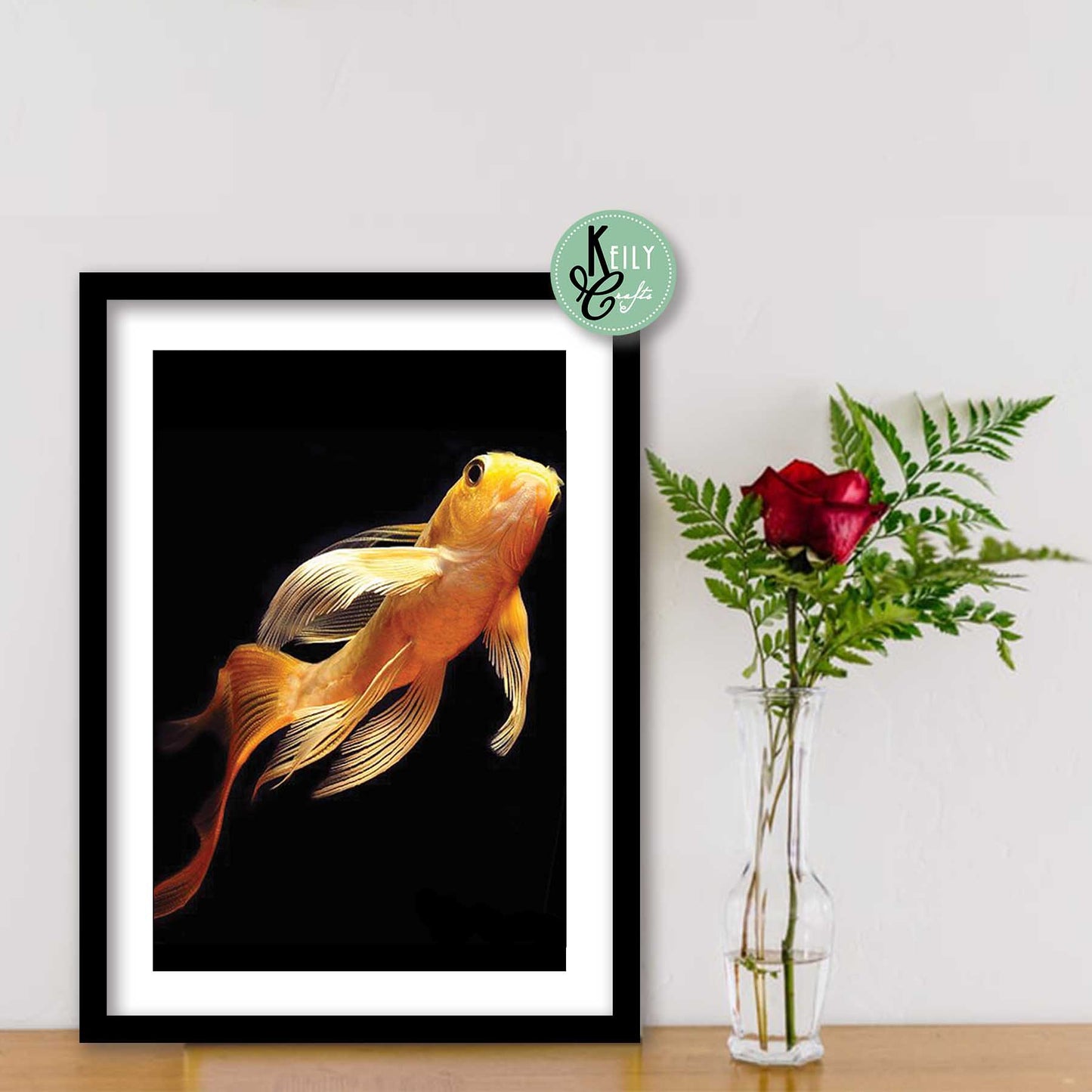 Koi Fish - Set of 4 Framed Prints Wall Art Home Decor