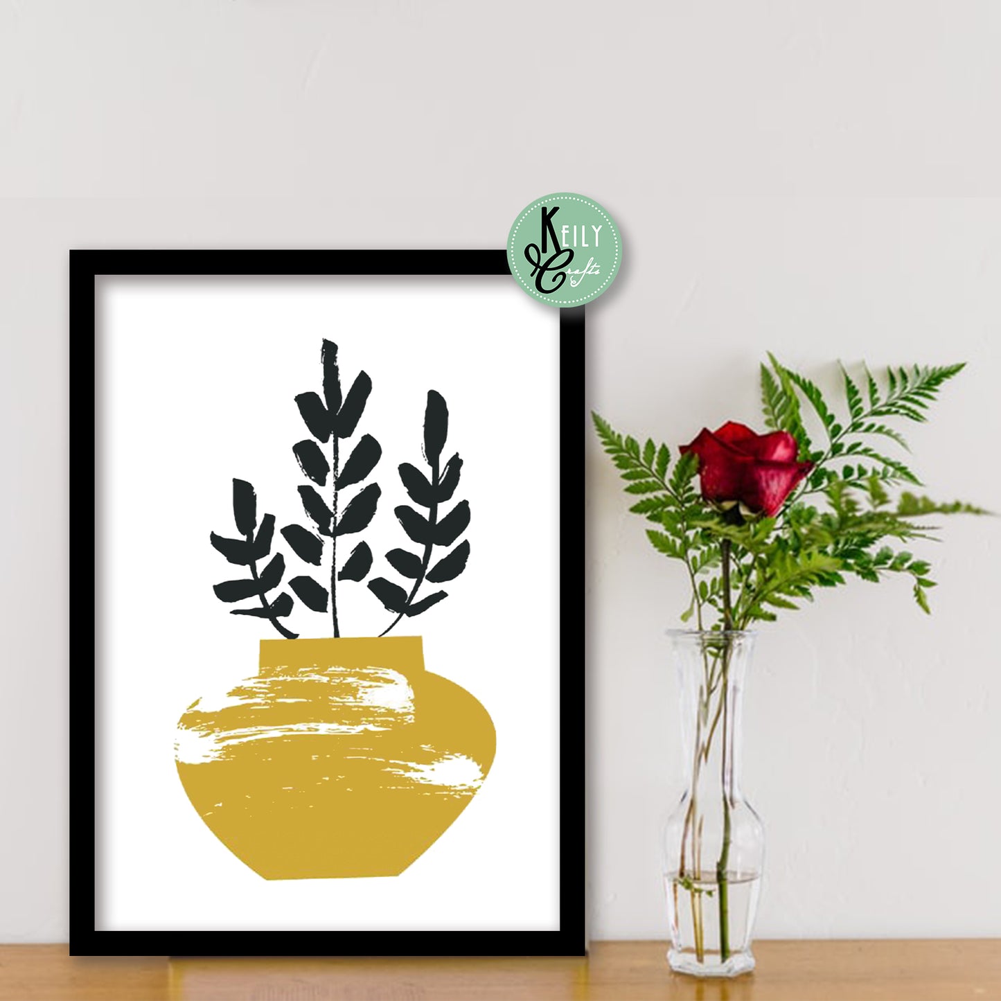 Yellow and Gray Succulents Scandinavian Wall Art - Set of 6 Framed Prints Wall Art Home Decor