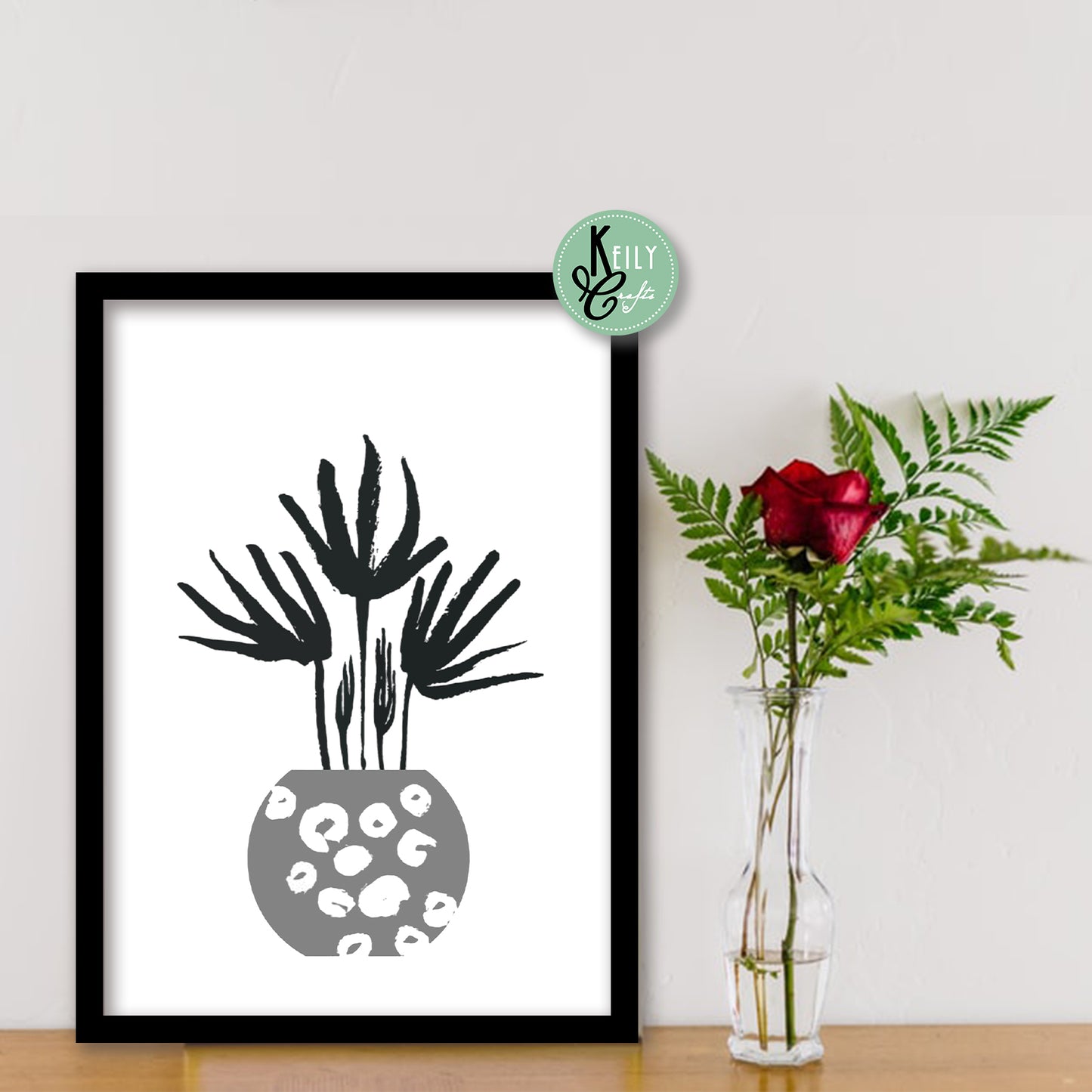 Yellow and Gray Succulents Scandinavian Wall Art - Set of 6 Framed Prints Wall Art Home Decor