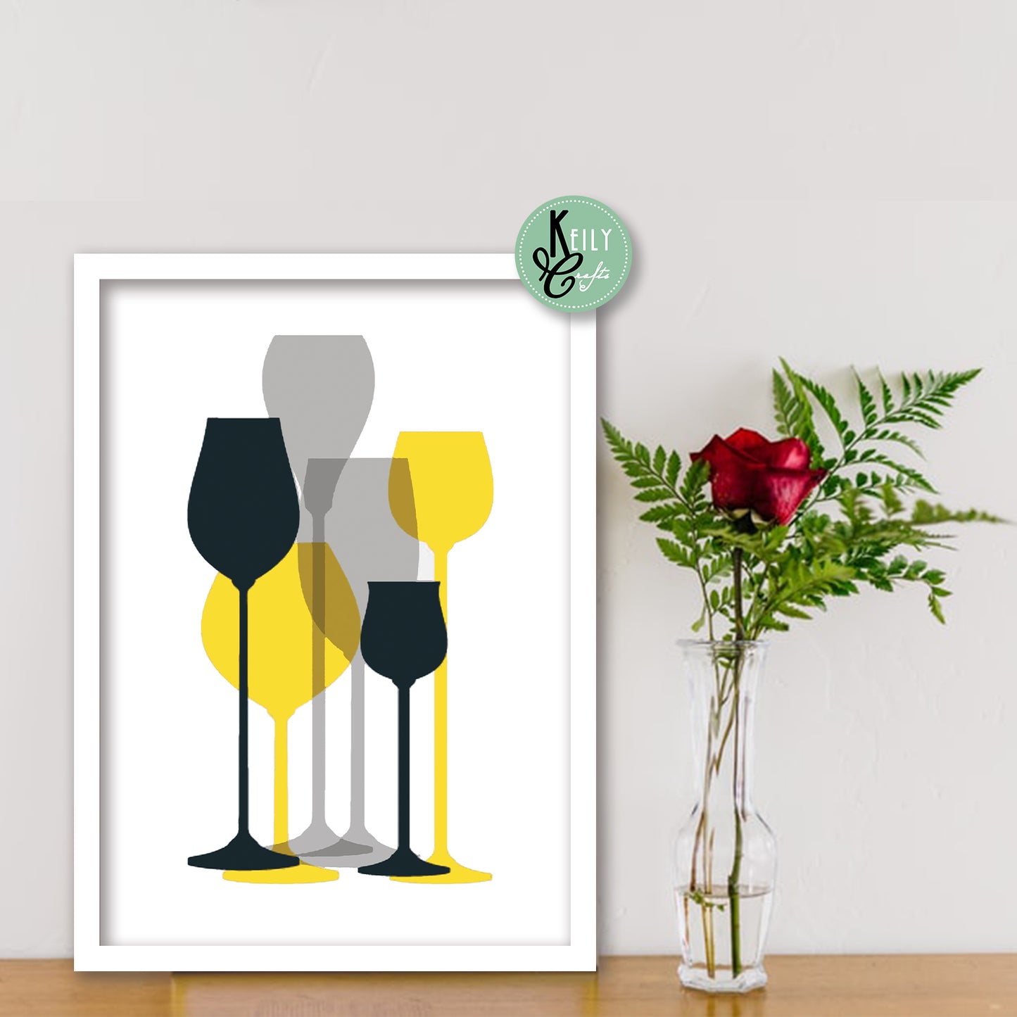 Eat Drink Love - Set of 6 Framed Prints Wall Art Home Decor