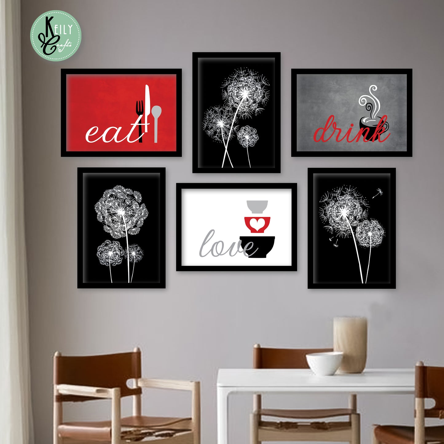 Modern Drink Love - Set of 6 Framed Prints Wall Art Home Decor