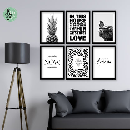 Live Your Dream - Set of 6 Framed Prints Wall Art Home Decor