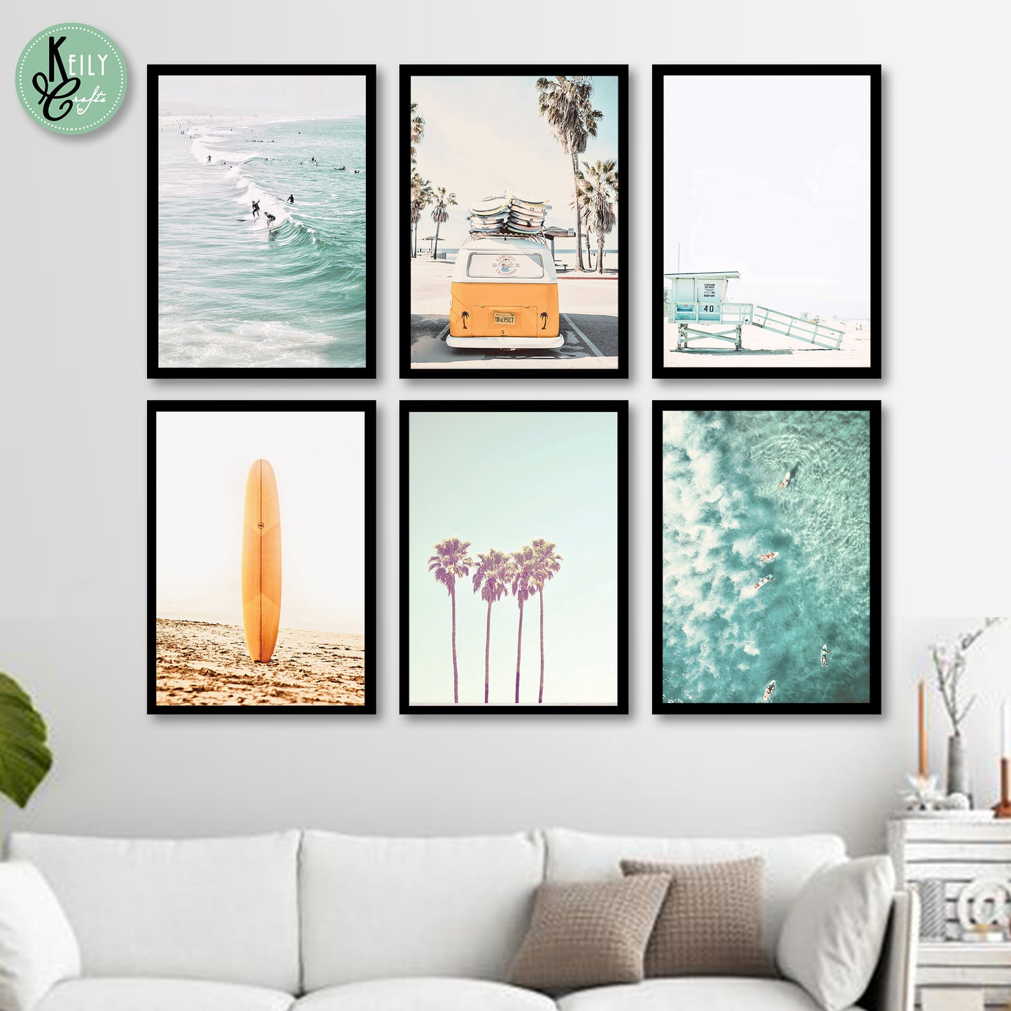 Coastal Beach Wall Art - Set of 6 Framed Prints Wall Art Home Decor