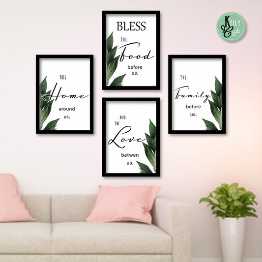 Food Family Home Love Wall Art - Set of 4 Framed Prints Wall Art Home Decor