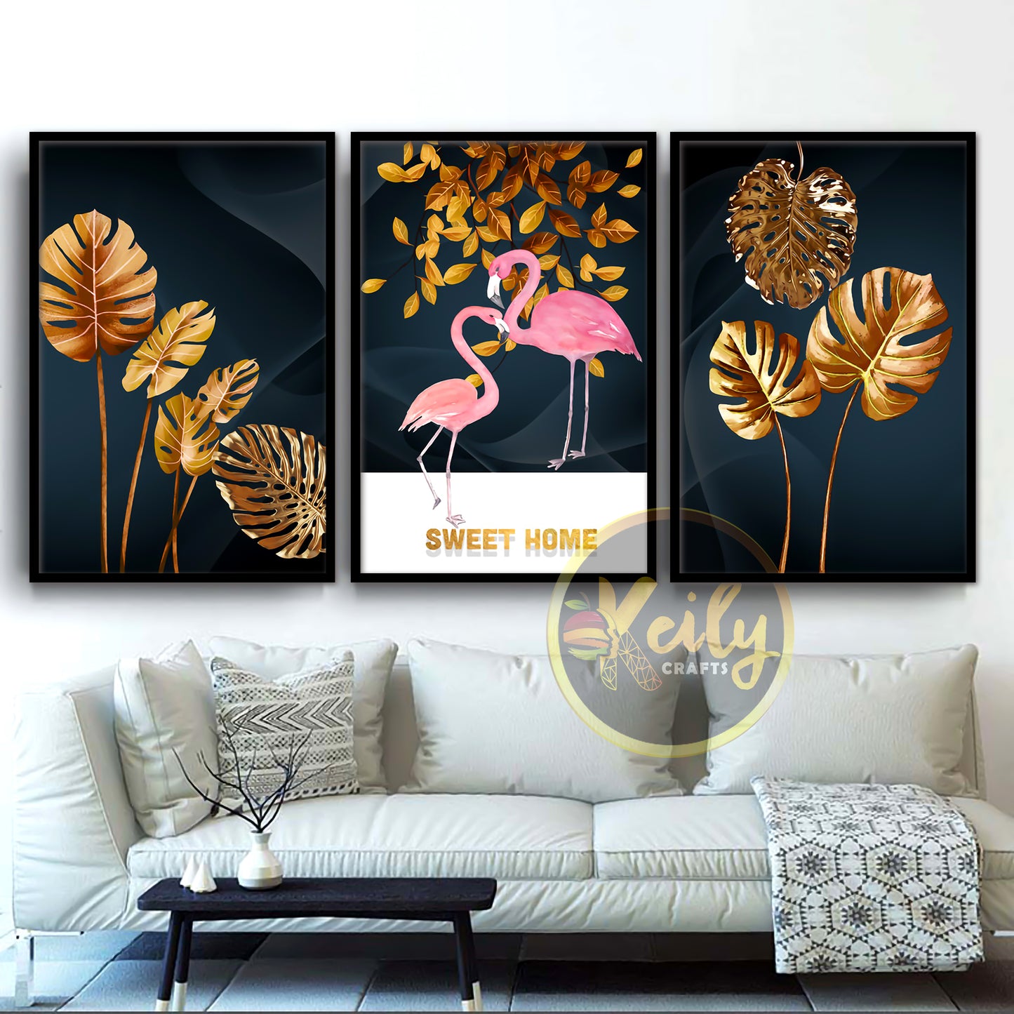 Golden Leaves and Flamingo