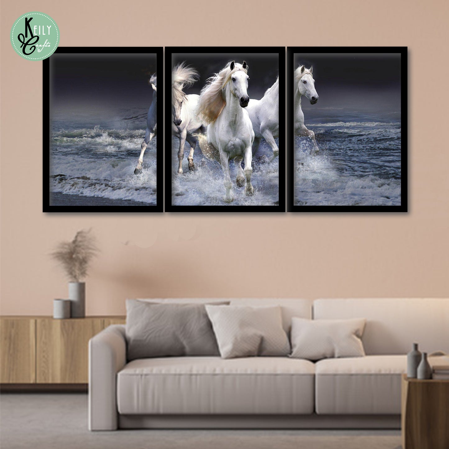 3 White Lucky Horses