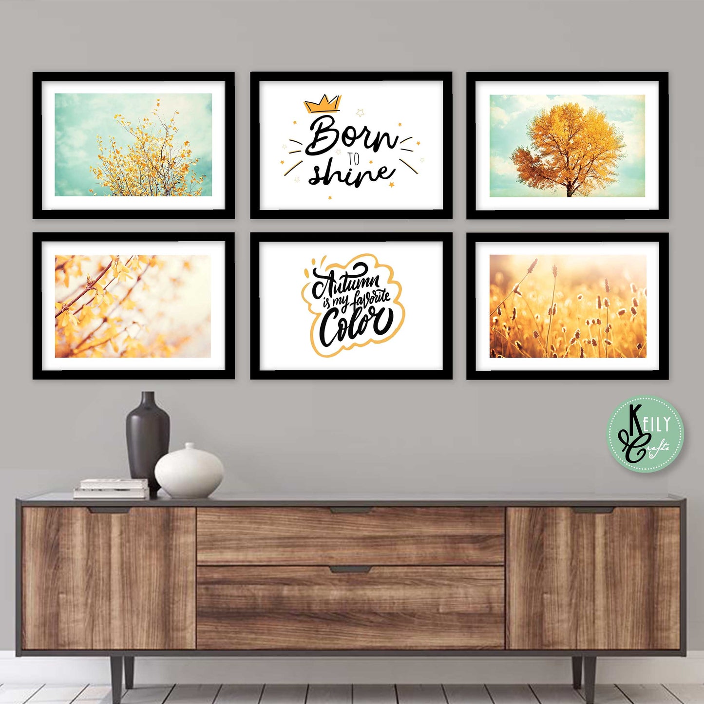 Autumn Color - Set of 6 Framed Prints Wall Art Home Decor