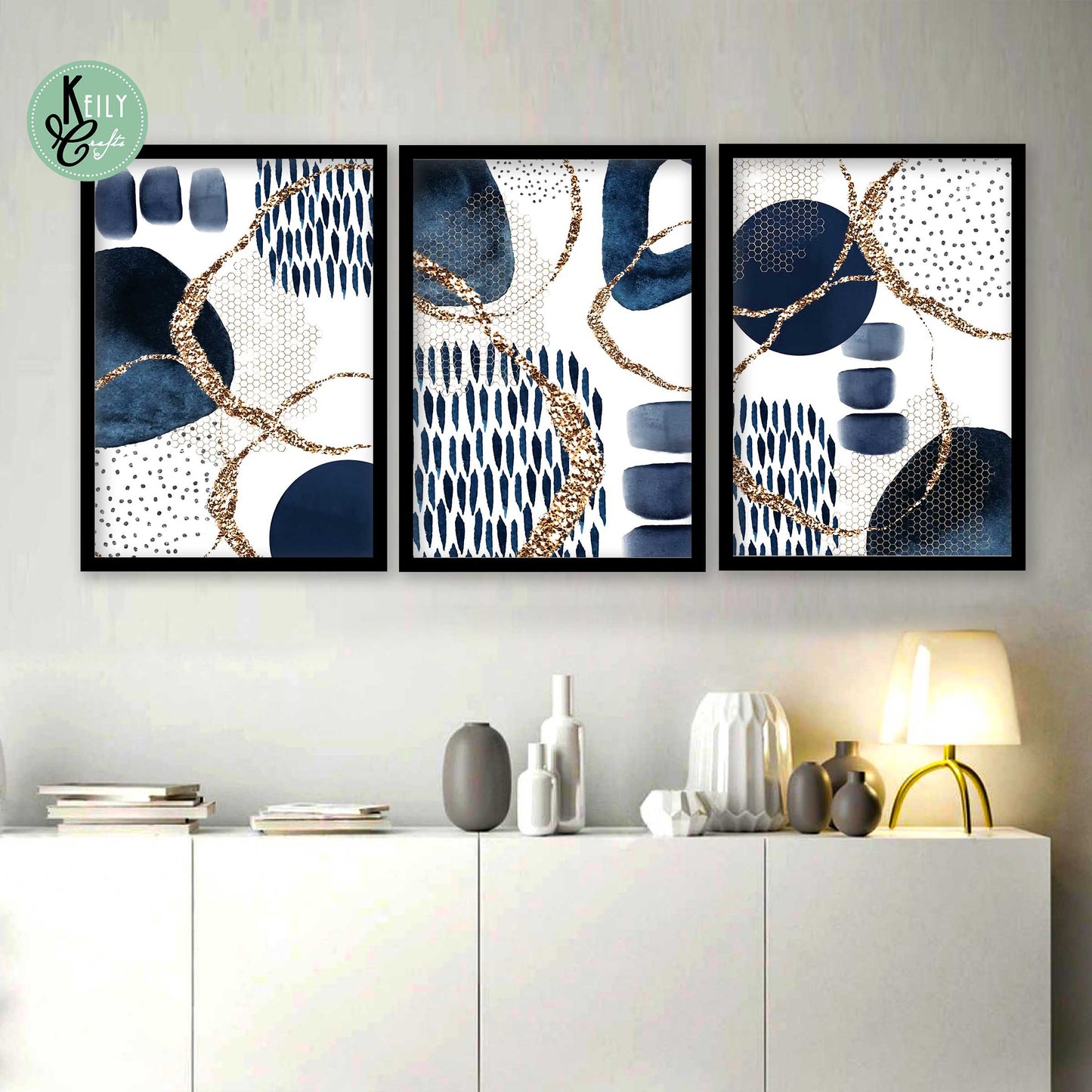 Navy Blue Gold Abstract