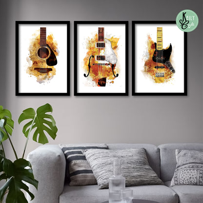 Golden Guitarists Wall Art