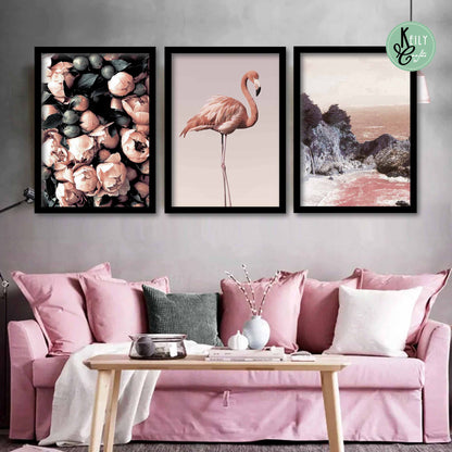 Flamingo Flower Ocean Wall Art