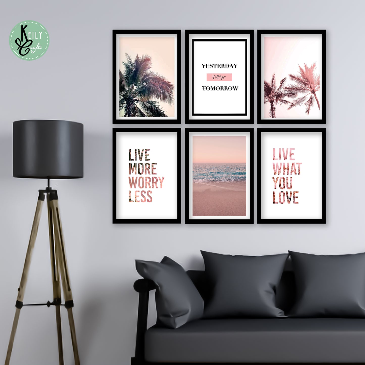 Live What You Love - Set of 6 Framed Prints Wall Art Home Decor