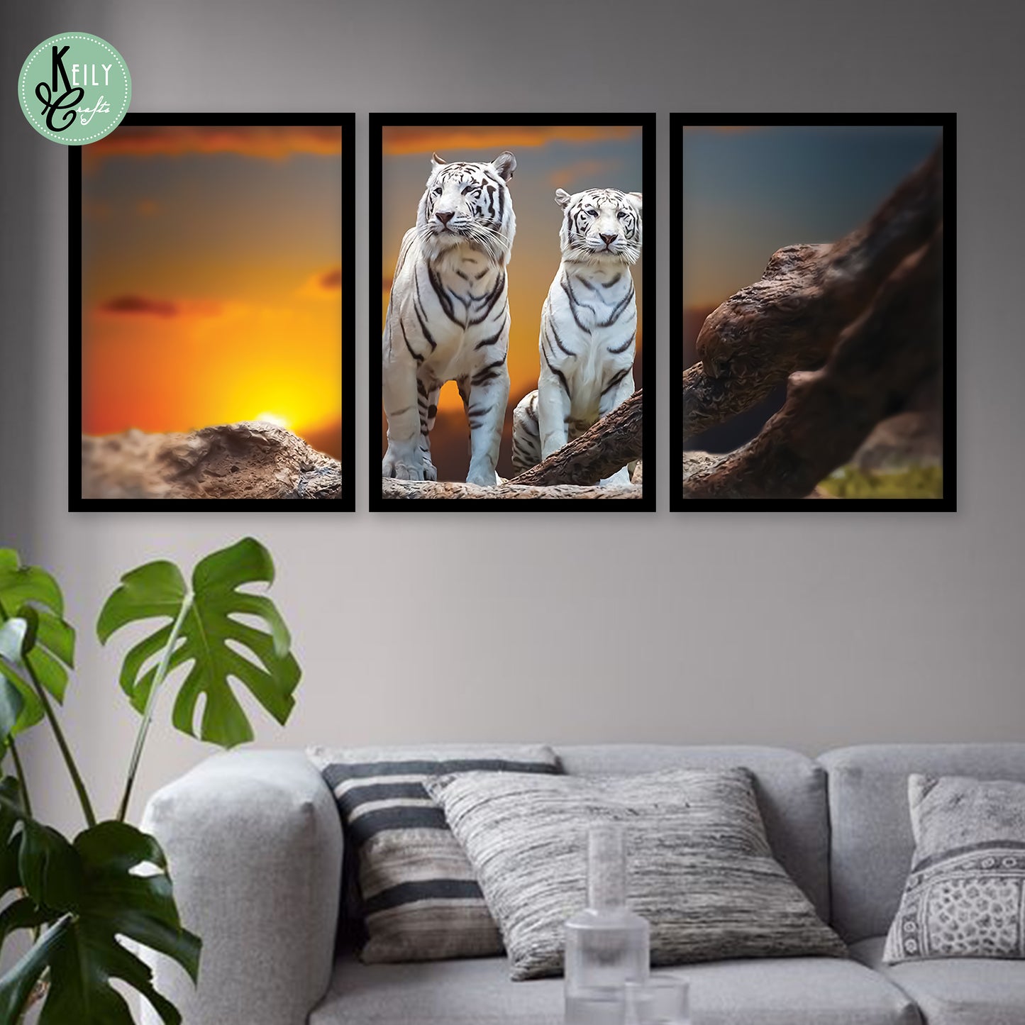 White Tigers at Sunset