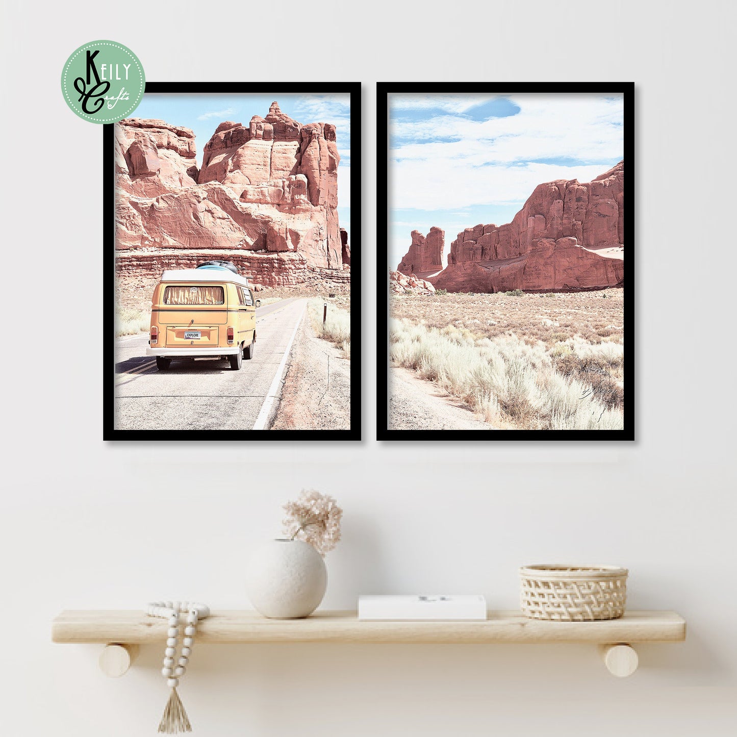 Bohemian Boho Wall Art - Set of 2 Framed Prints Wall Art Home Decor