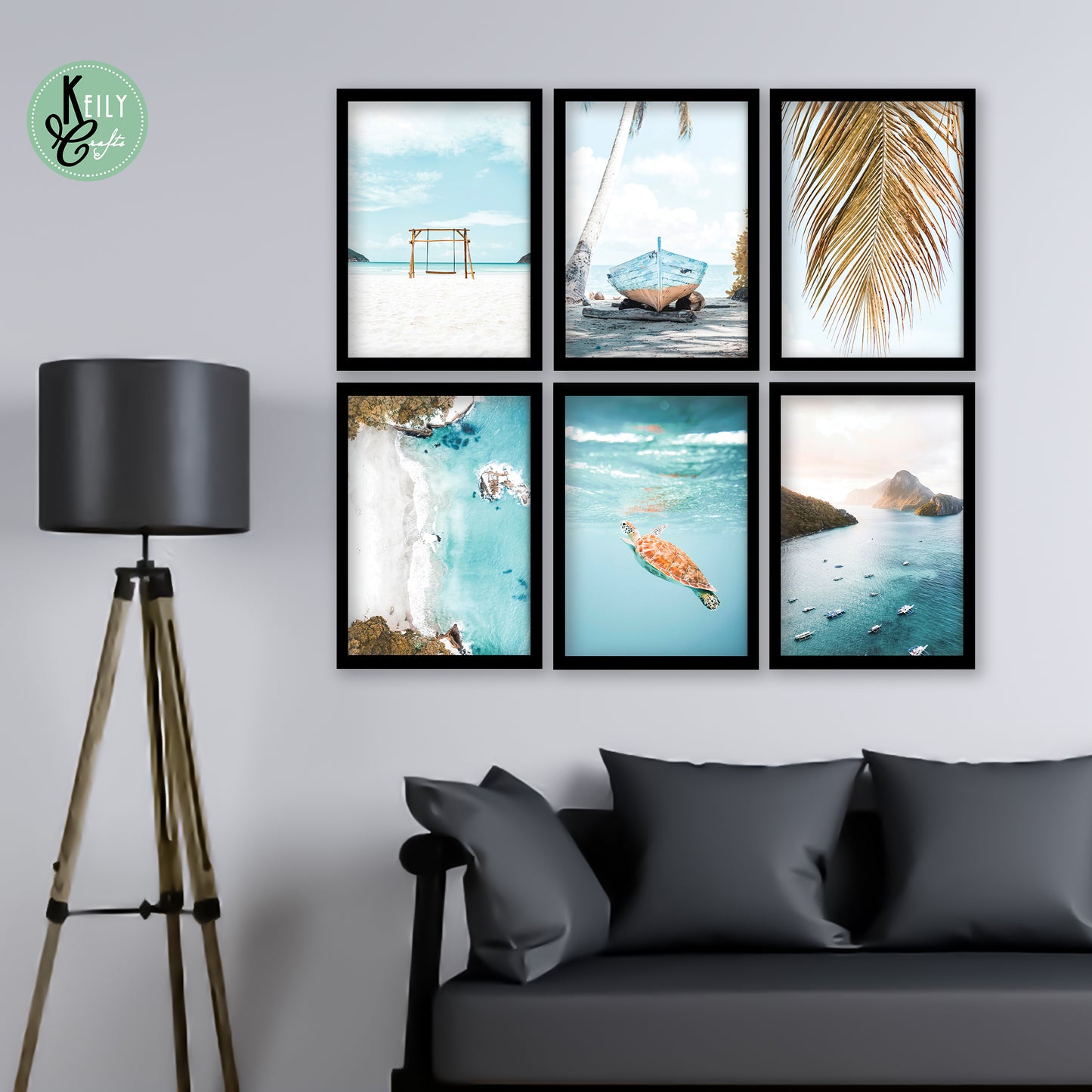 Coastal Beach - Set of 6 Framed Prints Wall Art Home Decor