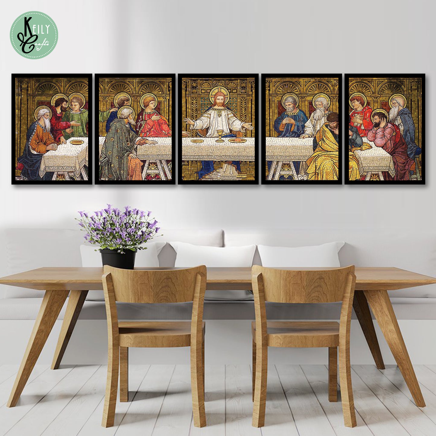 Last Supper Mosaic - Set of 5 Framed Prints Wall Art Home Decor