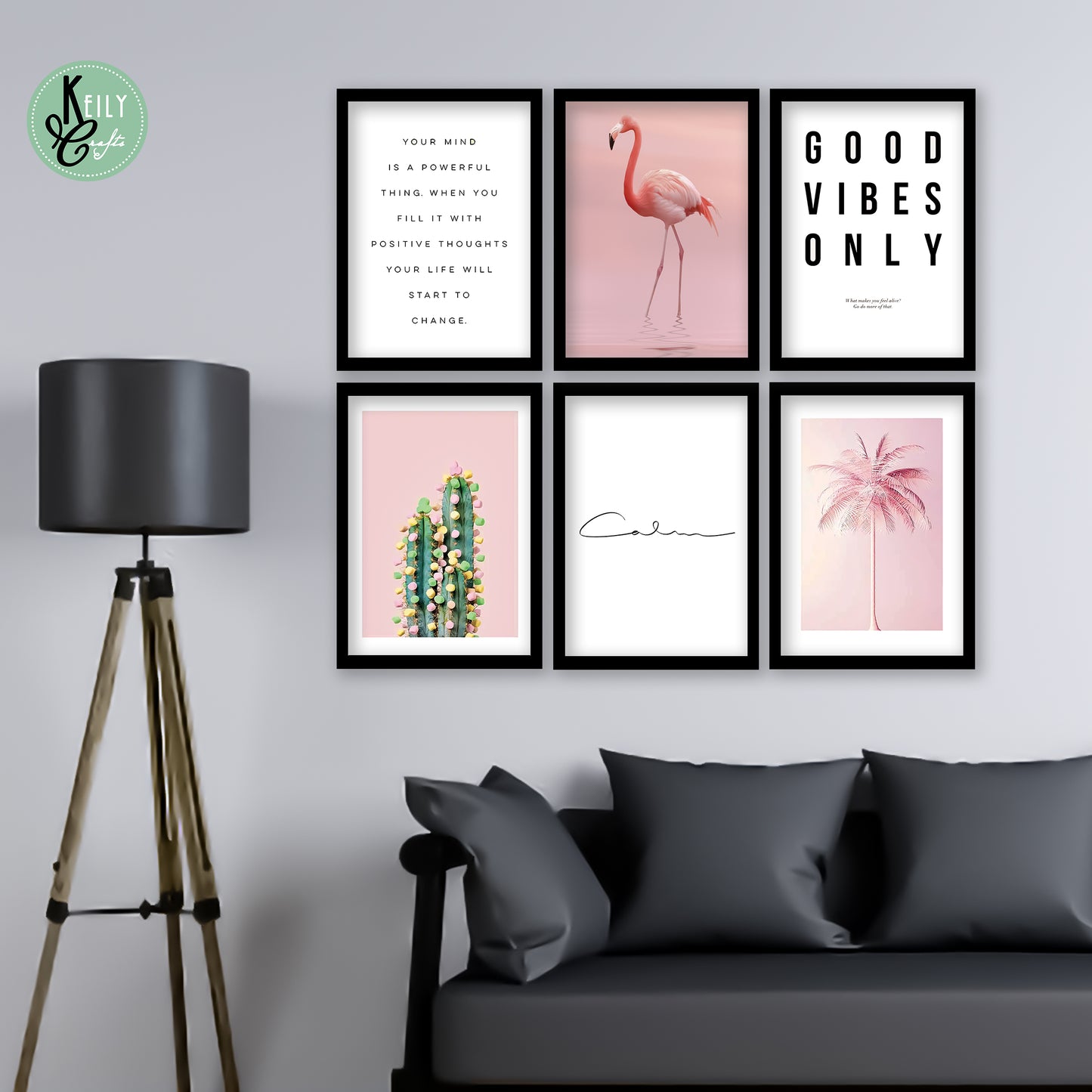 Calm Your Mind - Set of 6 Framed Prints Wall Art Home Decor