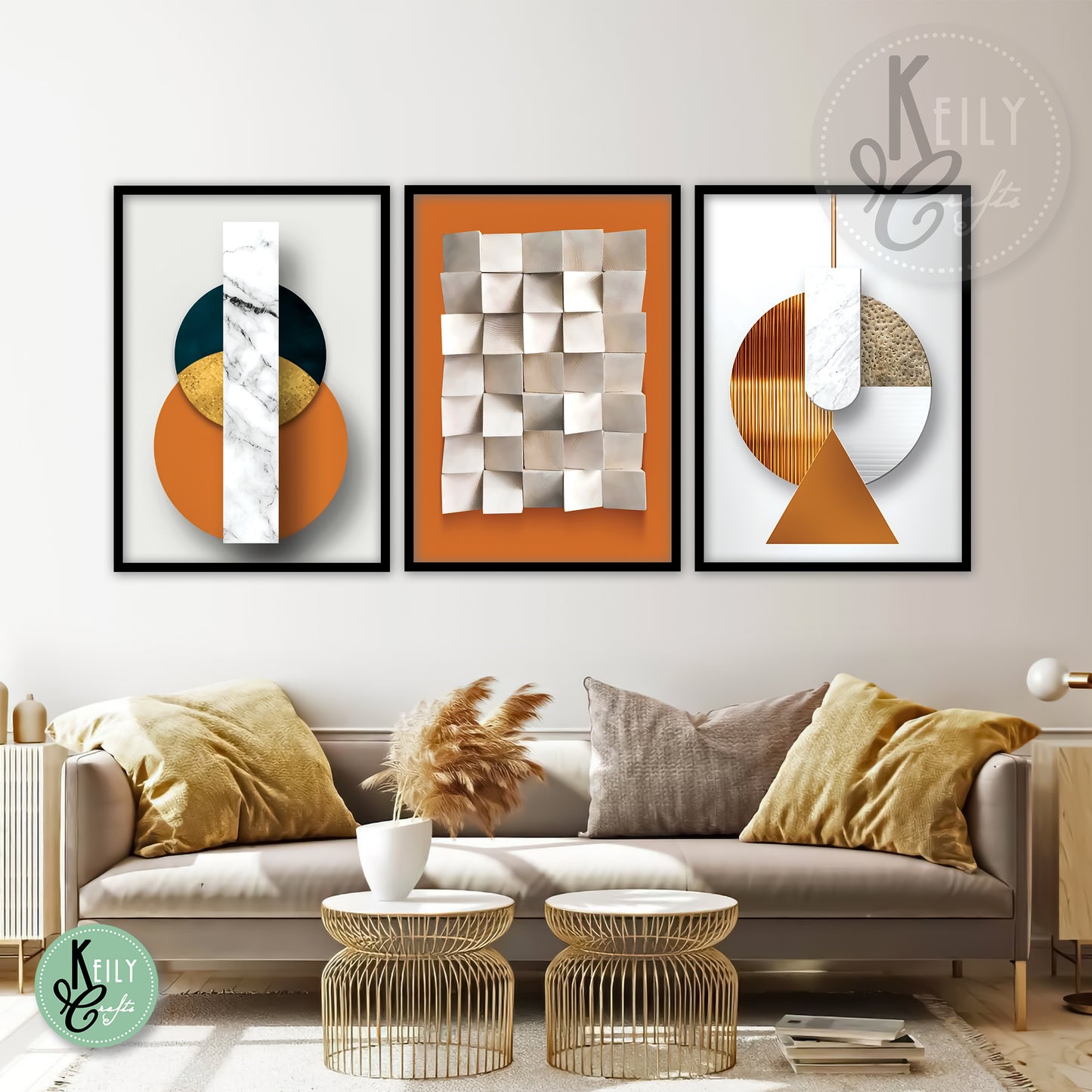 Elegant White Orange Abstract