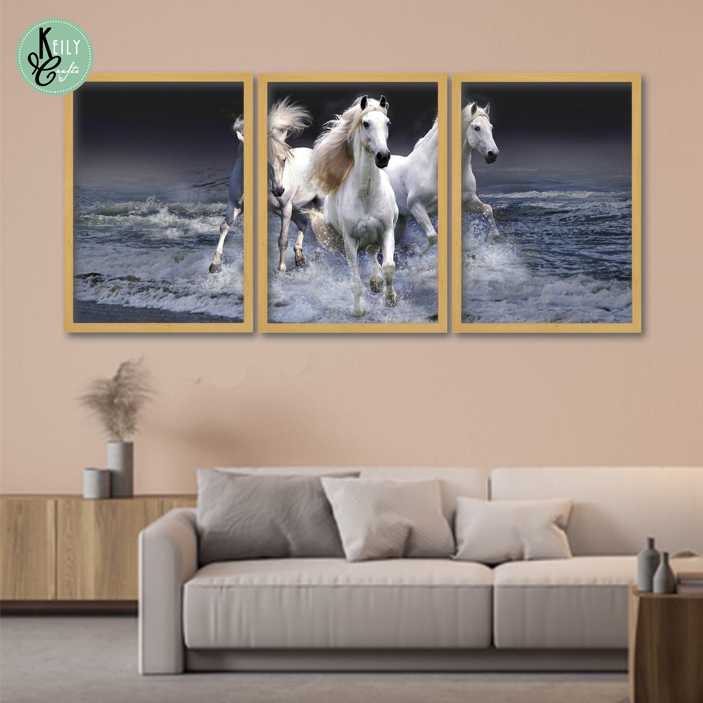 3 White Lucky Horses