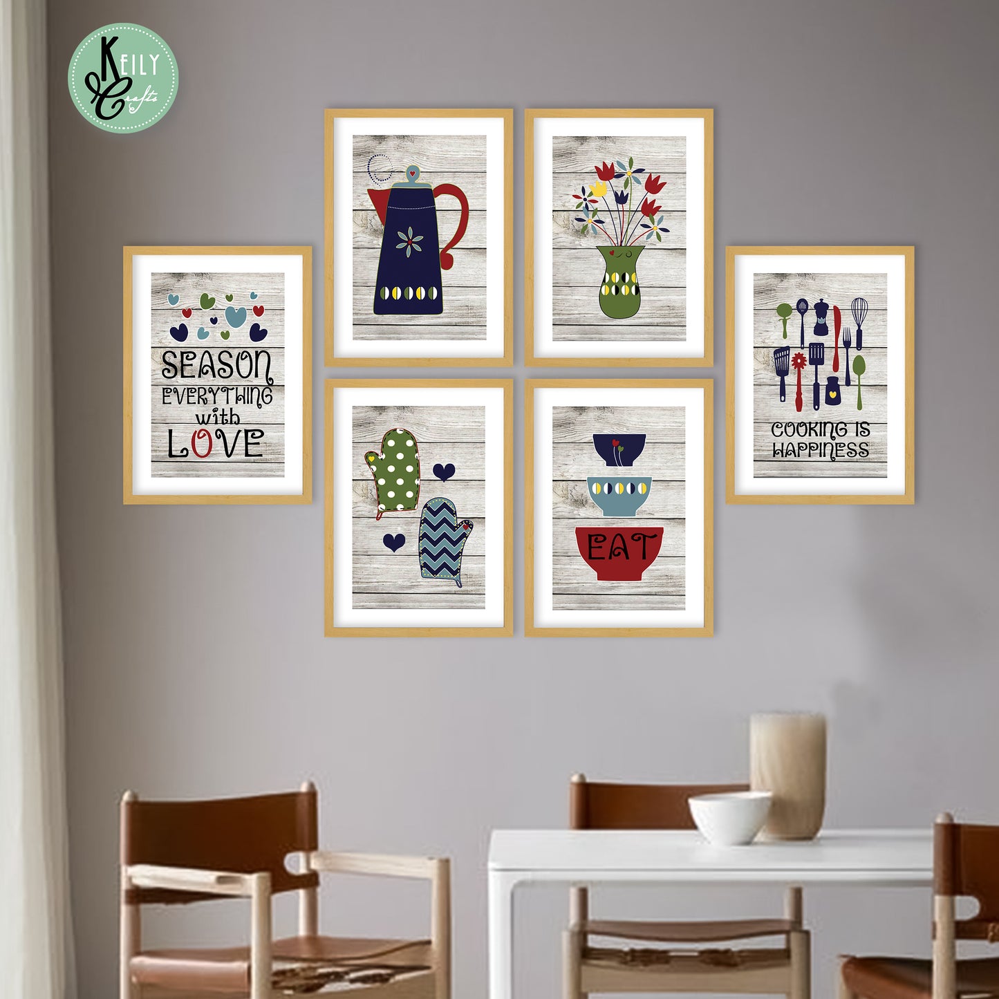 Everything With Love - Set of 6 Framed Prints Wall Art Home Decor