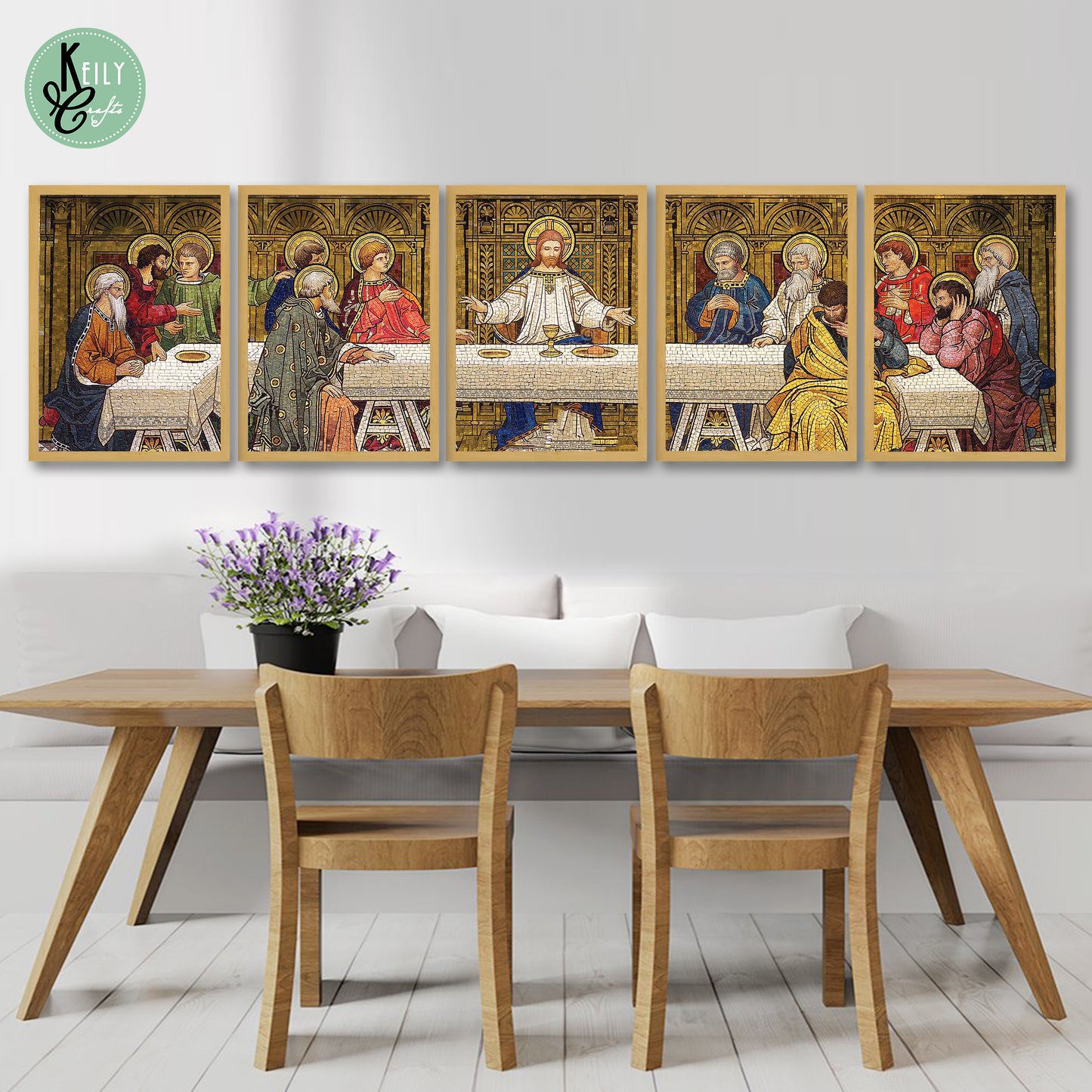 Last Supper Mosaic - Set of 5 Framed Prints Wall Art Home Decor