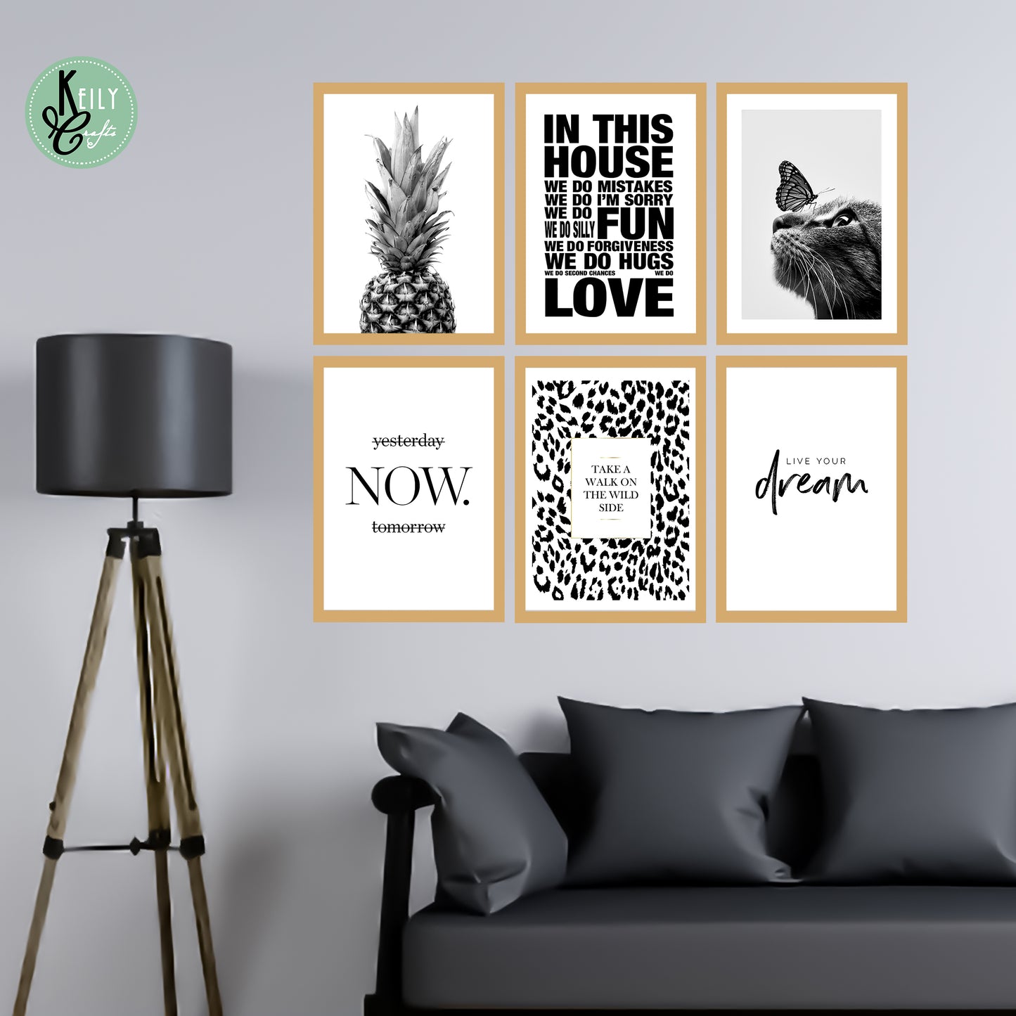 Live Your Dream - Set of 6 Framed Prints Wall Art Home Decor