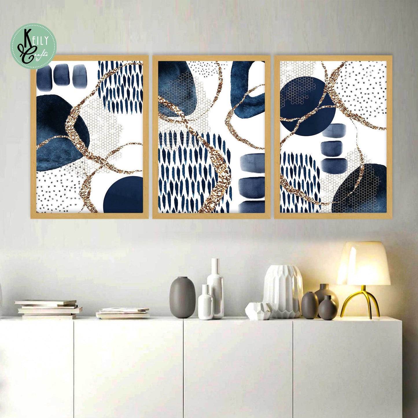 Navy Blue Gold Abstract