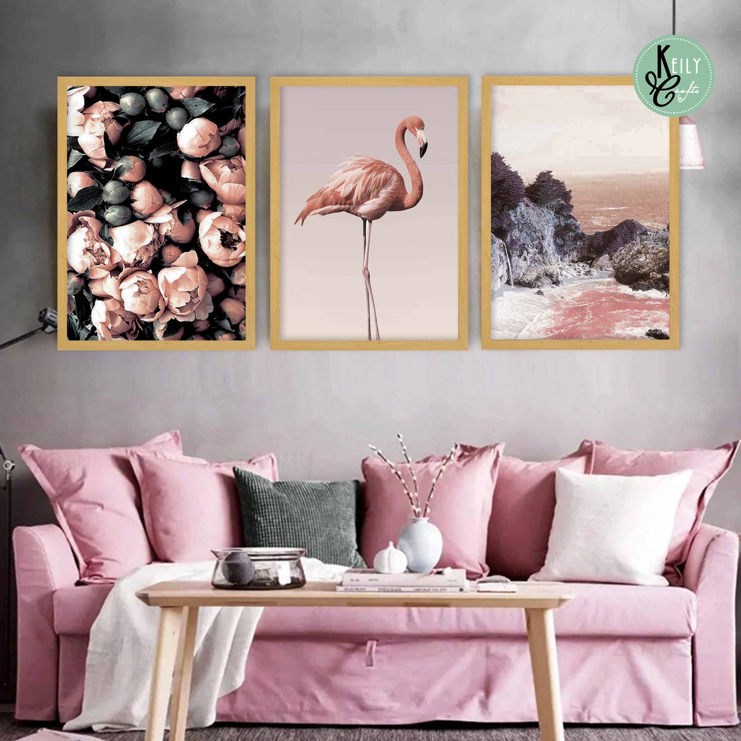 Flamingo Flower Ocean Wall Art